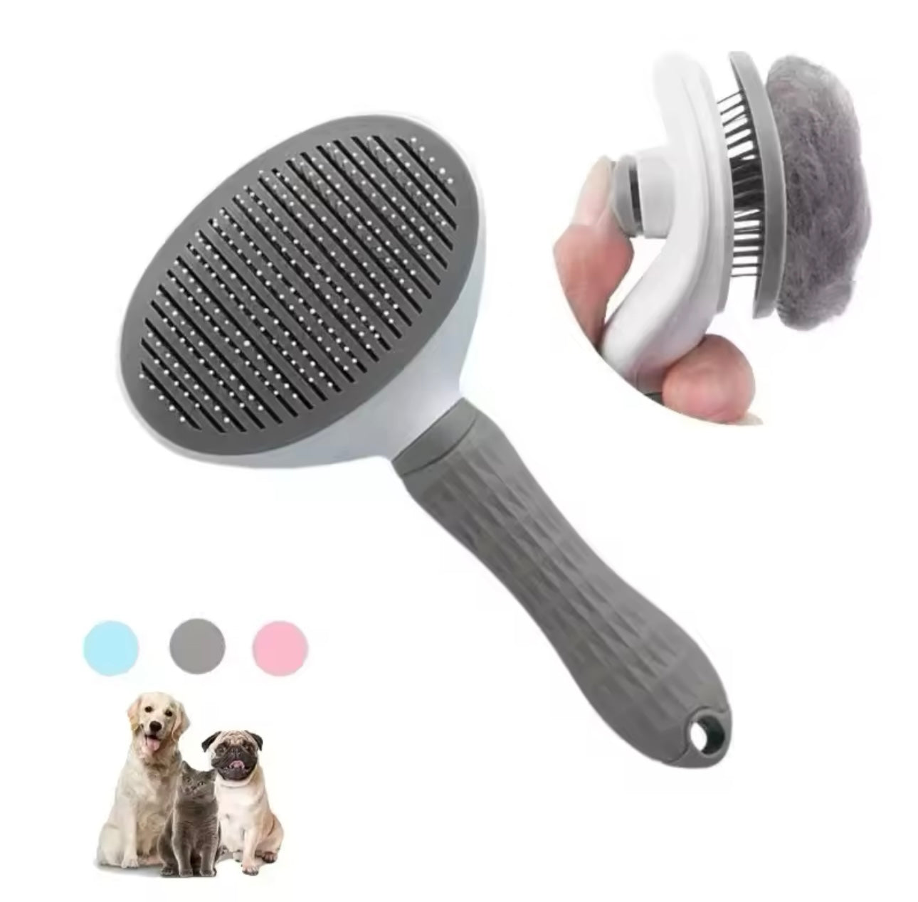 Brosse pour animaux de compagnie en acier inoxydable.