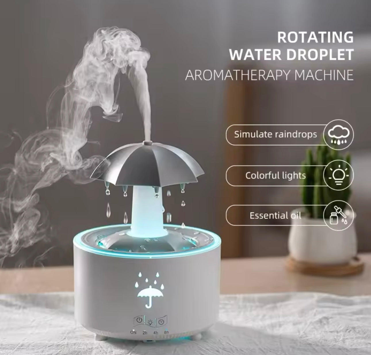 Creative Water Drop Shape Air Humidifier with Colorful Light Aroma Diffuser Essential Oils